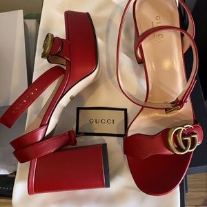 Gucci Red MARMONT Platform heels brand new size 38